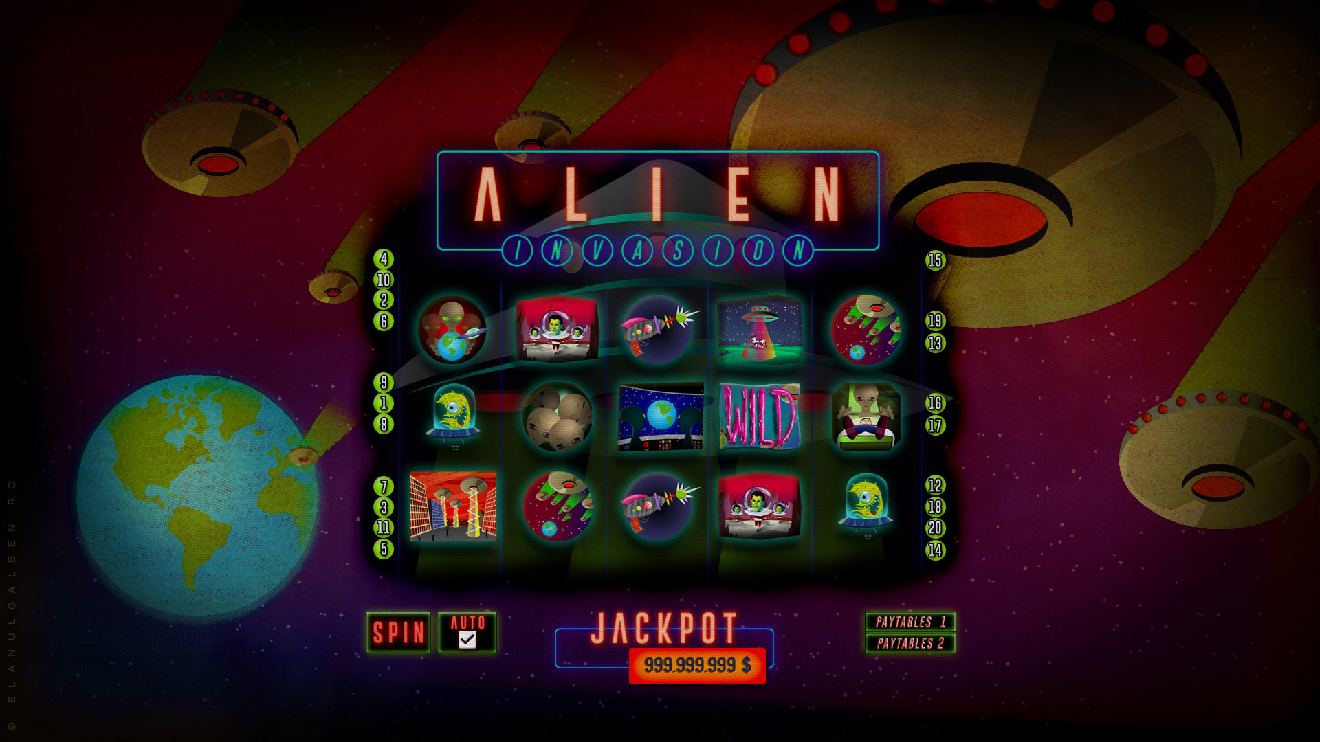 Online Casino Game Design - Slot machine game - Alien Invasion