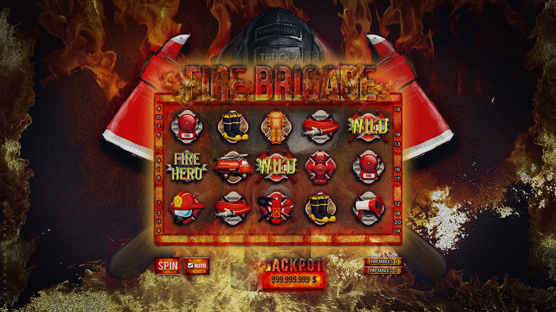 Online Casino Game Design - Slot machine game - Firefighter Division