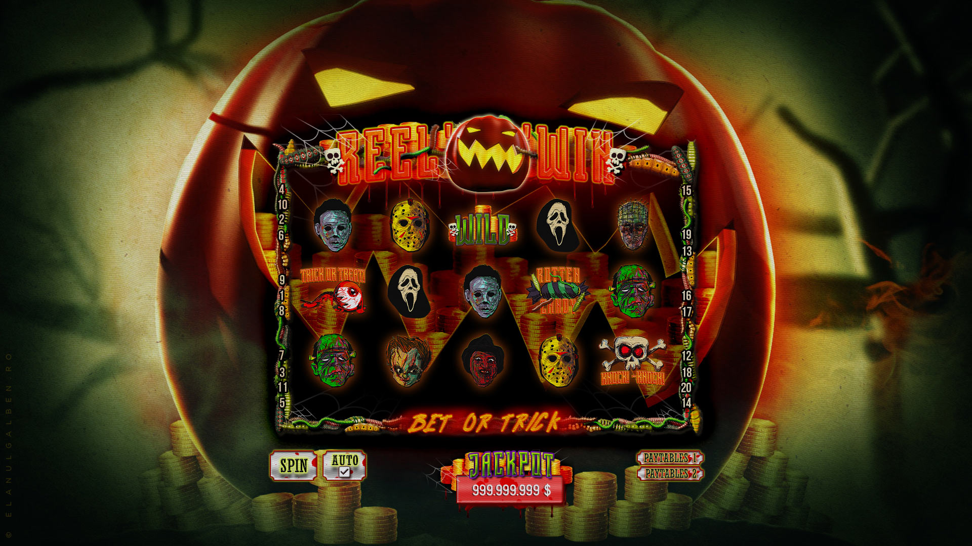 Online Casino Game Design - Slot machine game - Halloween All stars