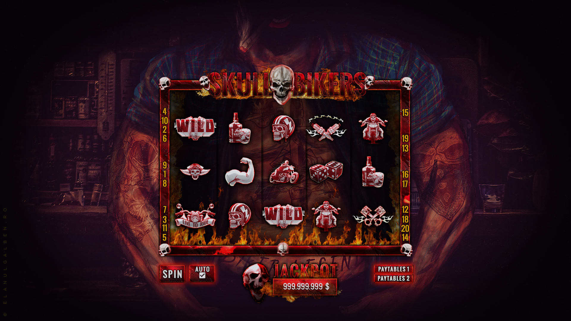 Online Casino Game Design - Slot machine game - Biker Gang