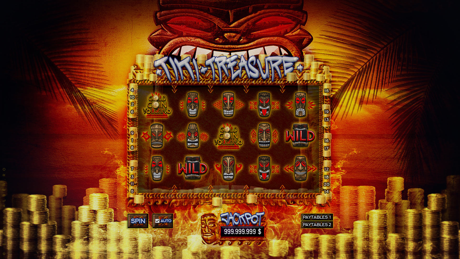 Online Casino Game Design - Slot machine game - Tiki Treasure