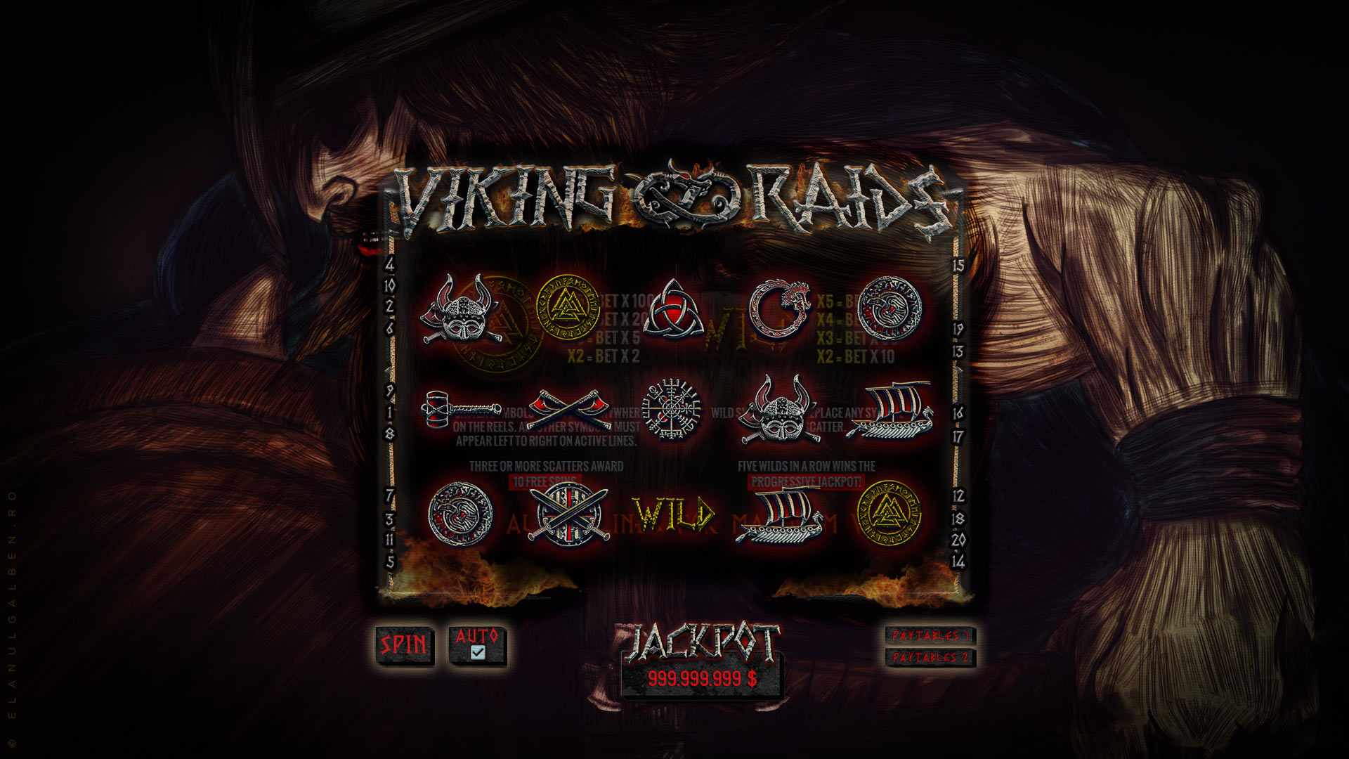 Online Casino Game Design - Slot machine game - Viking Raids